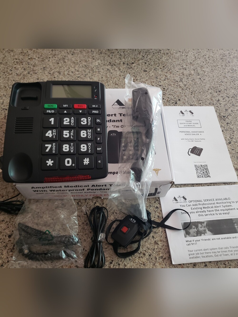 NEW ATS Amplified Medical Alert Telephone with Waterproof Pendant